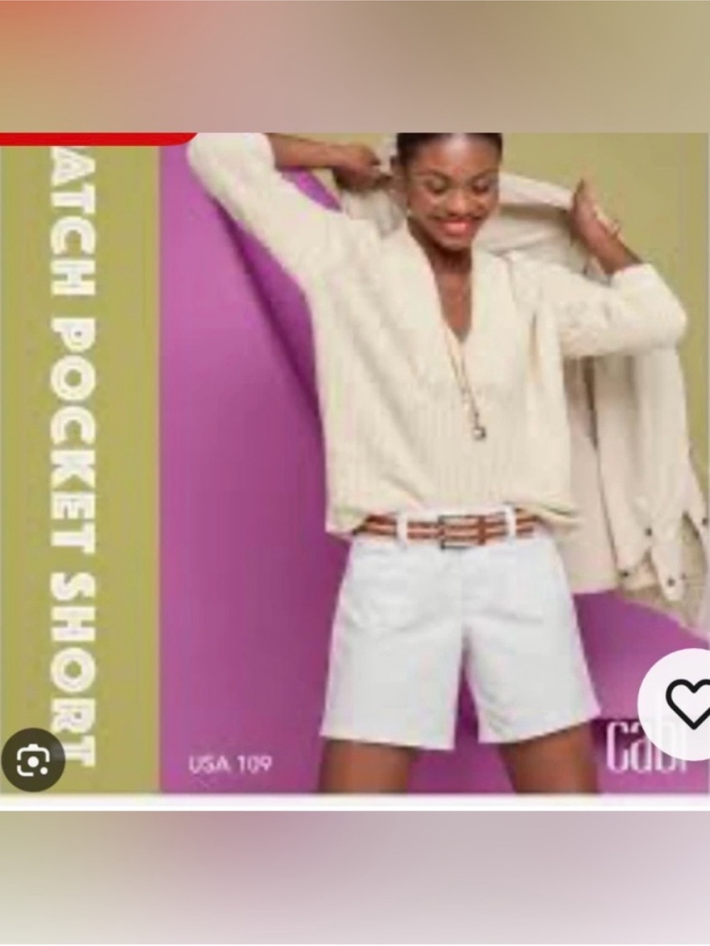 CAbi Patch Pocket White Women’s Denim Shorts